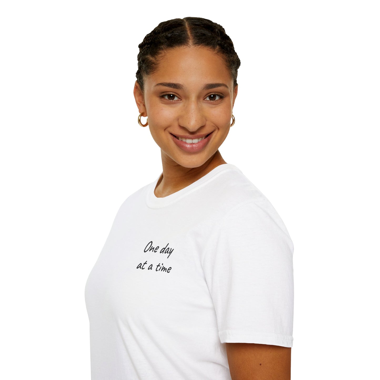 Inspirational Unisex Softstyle T-Shirt - One Day at a Time, Motivational Shirt, Gift for Encouragement, Casual Wear, Relaxed Fit