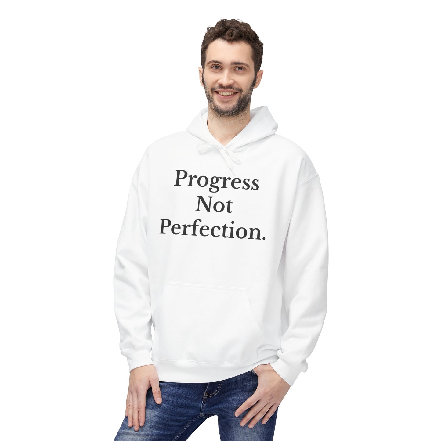 Progress Not Perfection Motivational Fleece Hoodie