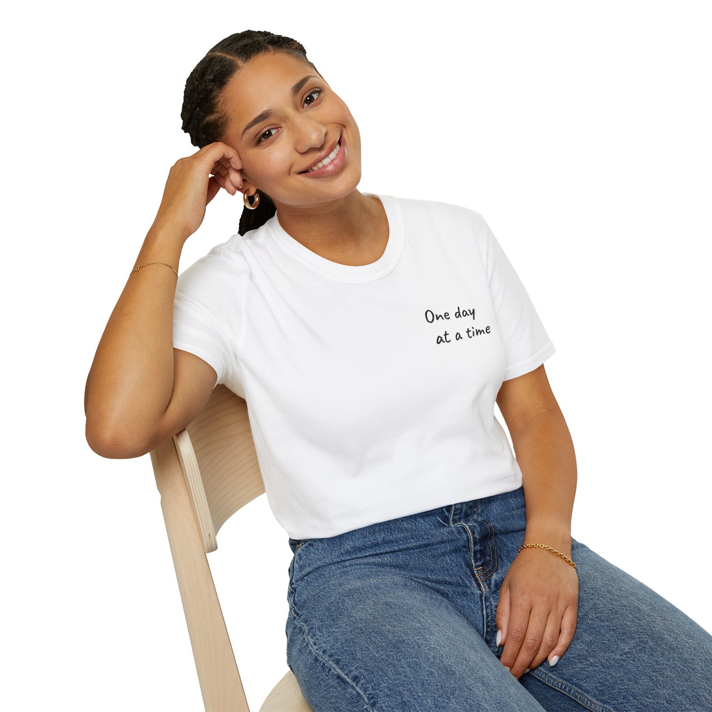 Inspirational Unisex Softstyle T-Shirt - One Day at a Time, Motivational Shirt, Gift for Encouragement, Casual Wear, Relaxed Fit