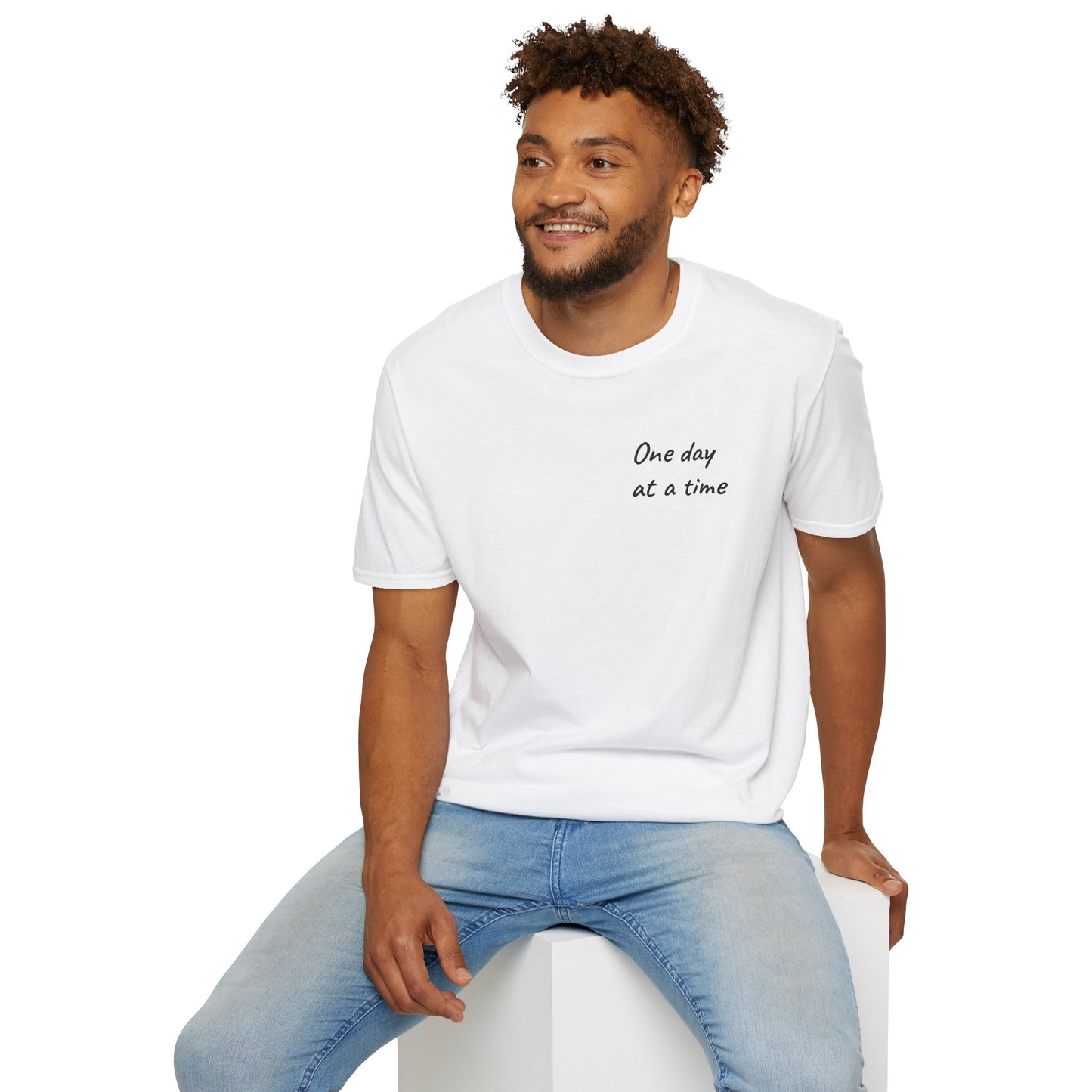 Inspirational Unisex Softstyle T-Shirt - One Day at a Time, Motivational Shirt, Gift for Encouragement, Casual Wear, Relaxed Fit