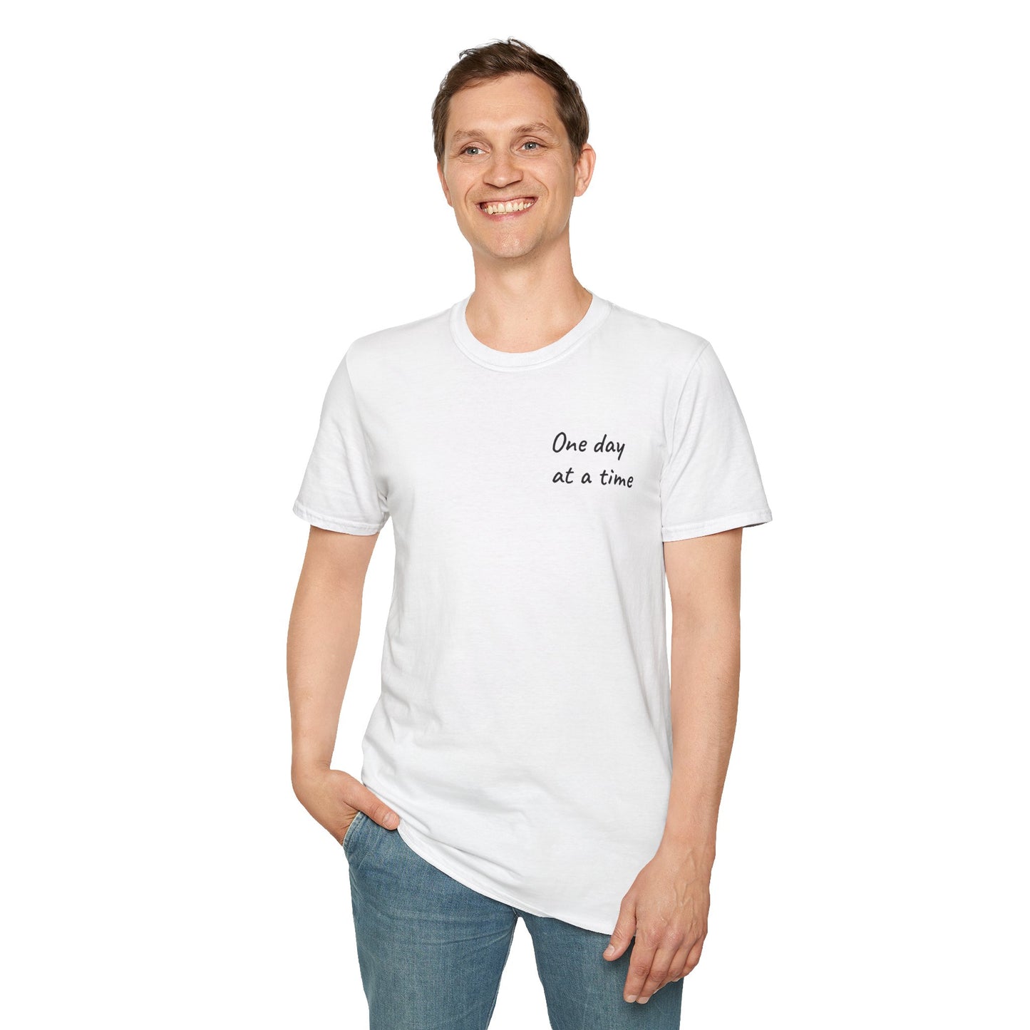 Inspirational Unisex Softstyle T-Shirt - One Day at a Time, Motivational Shirt, Gift for Encouragement, Casual Wear, Relaxed Fit