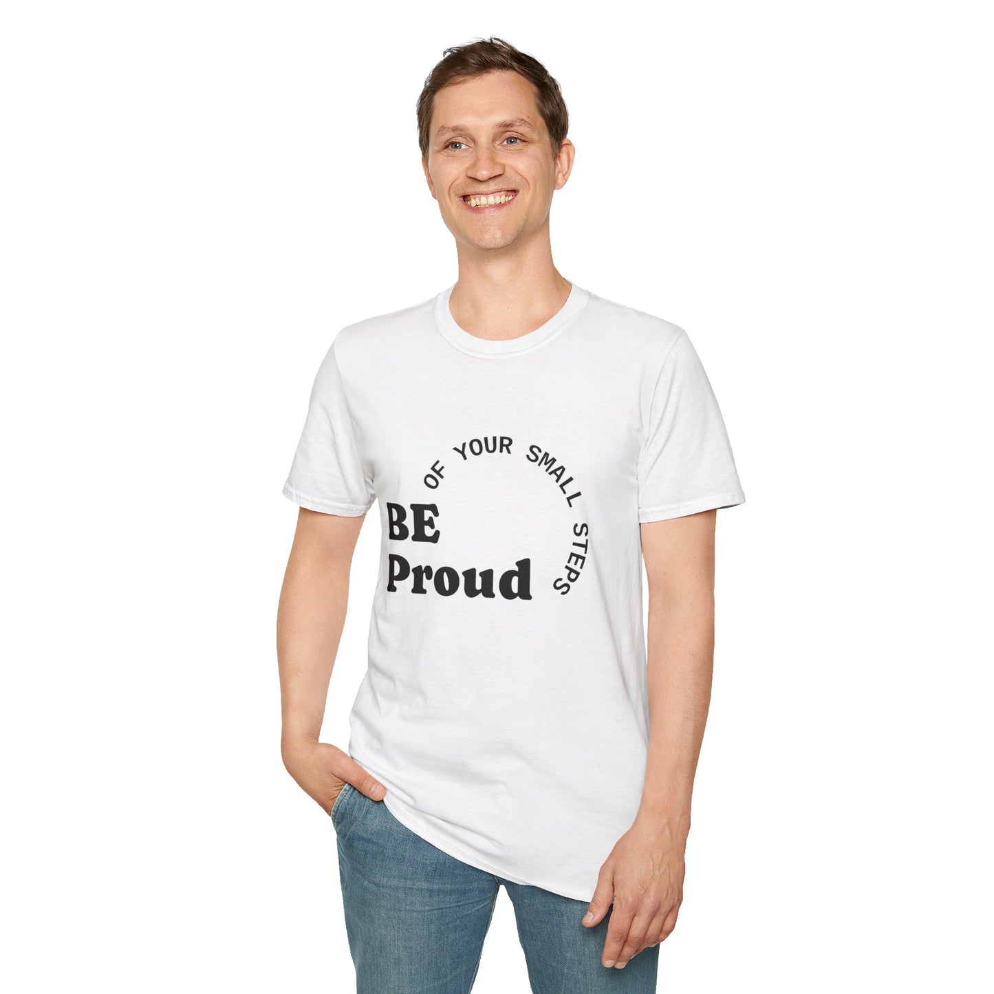 Inspirational Unisex Softstyle T-Shirt - 'Be Proud of Your Small Steps', Motivational Gift, Everyday Wear, Positive Affirmation Shirt, [...]